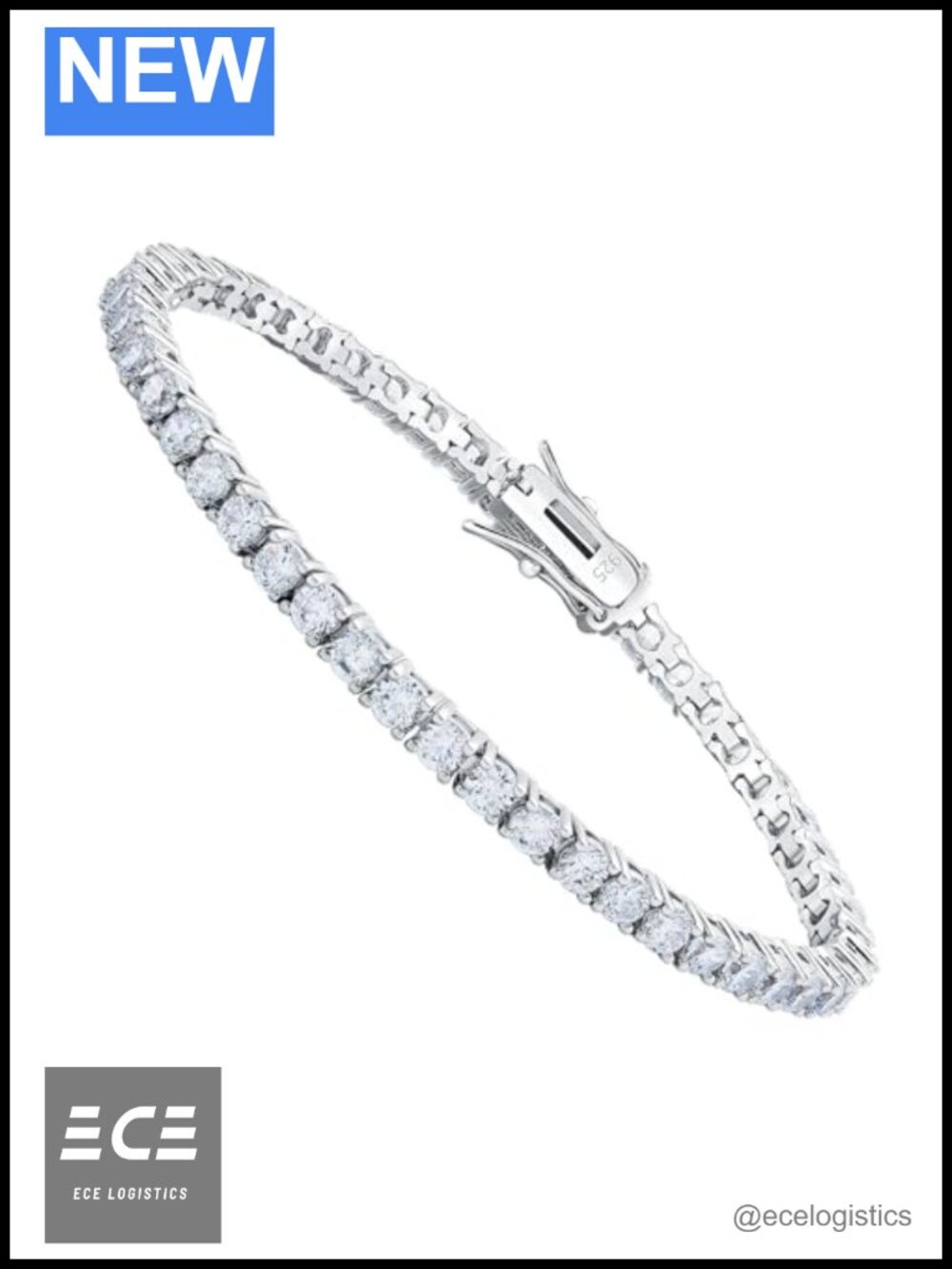 925 Sterling Silver Tennis Bracelet Cubic Zirconia 3mm